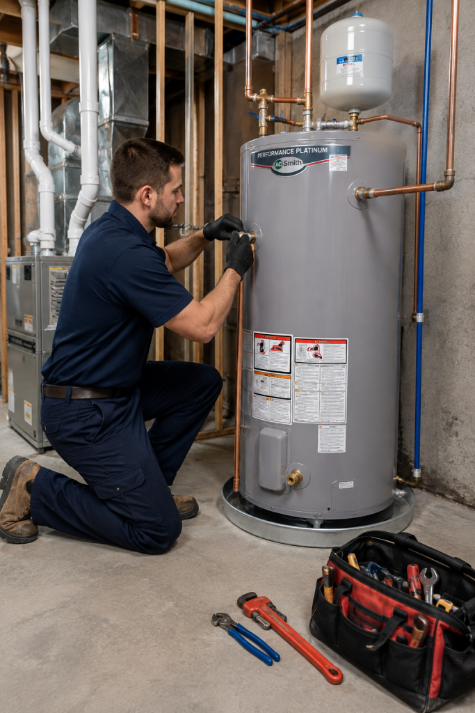 New water heater installation in a Shelby Township, Michigan residence